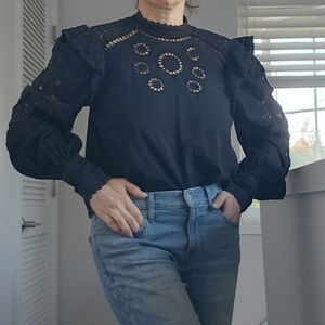 FARM Rio Black Lace Blouse